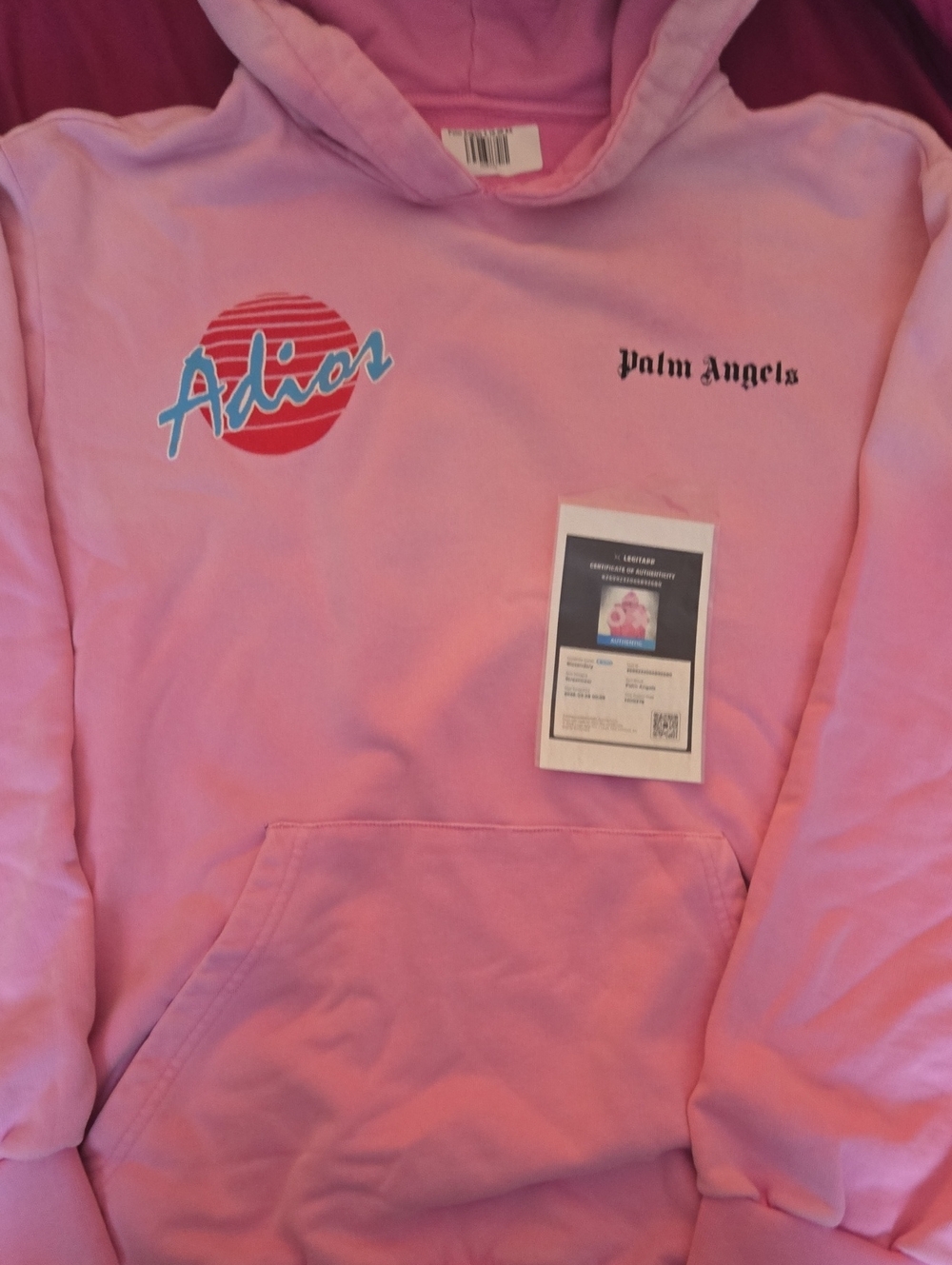Palm Angels Women's Medium  Pink Adios Graphic Pullover Hoodie W COA.